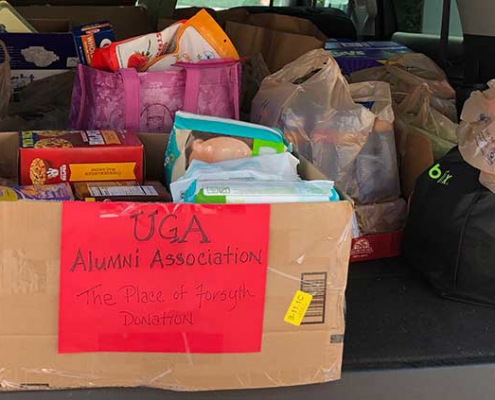Donated food in the back of a van